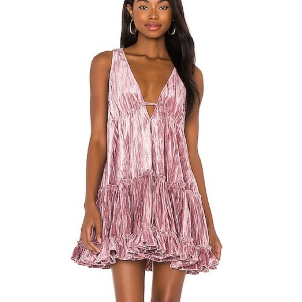 Free People Pleated Plush Swing Dress